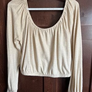 Lumiére Cream Cropped Knit Top